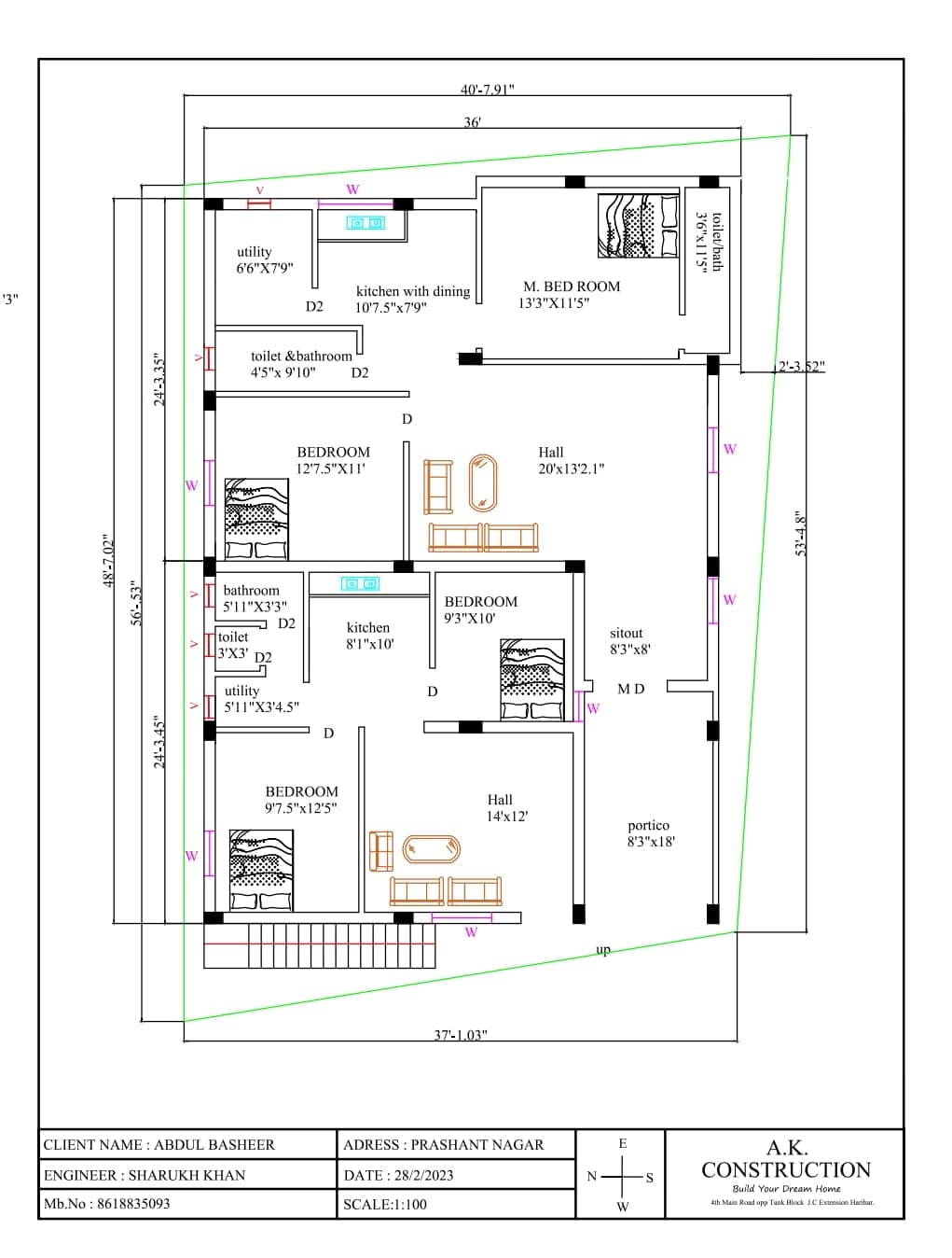 Residential 2D floor plan layout 01