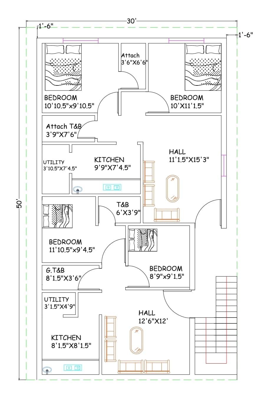 Residential 2D floor plan layout 03